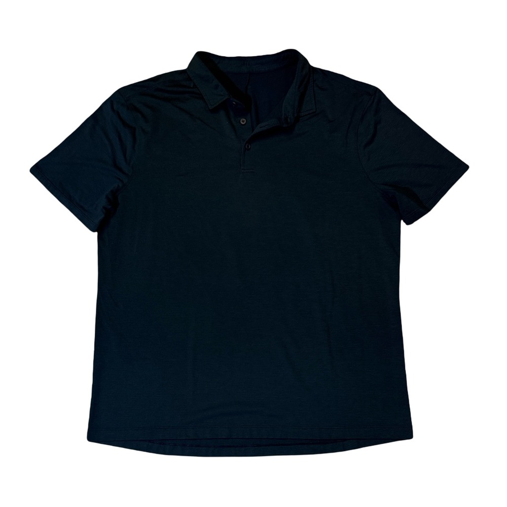 Lululemon mens 2XL XXL navy blue solid performance golf polo shirt EUC